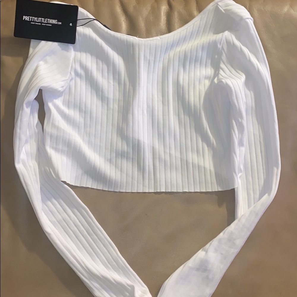 White Ribbed Crop Top - Picture 3 of 3